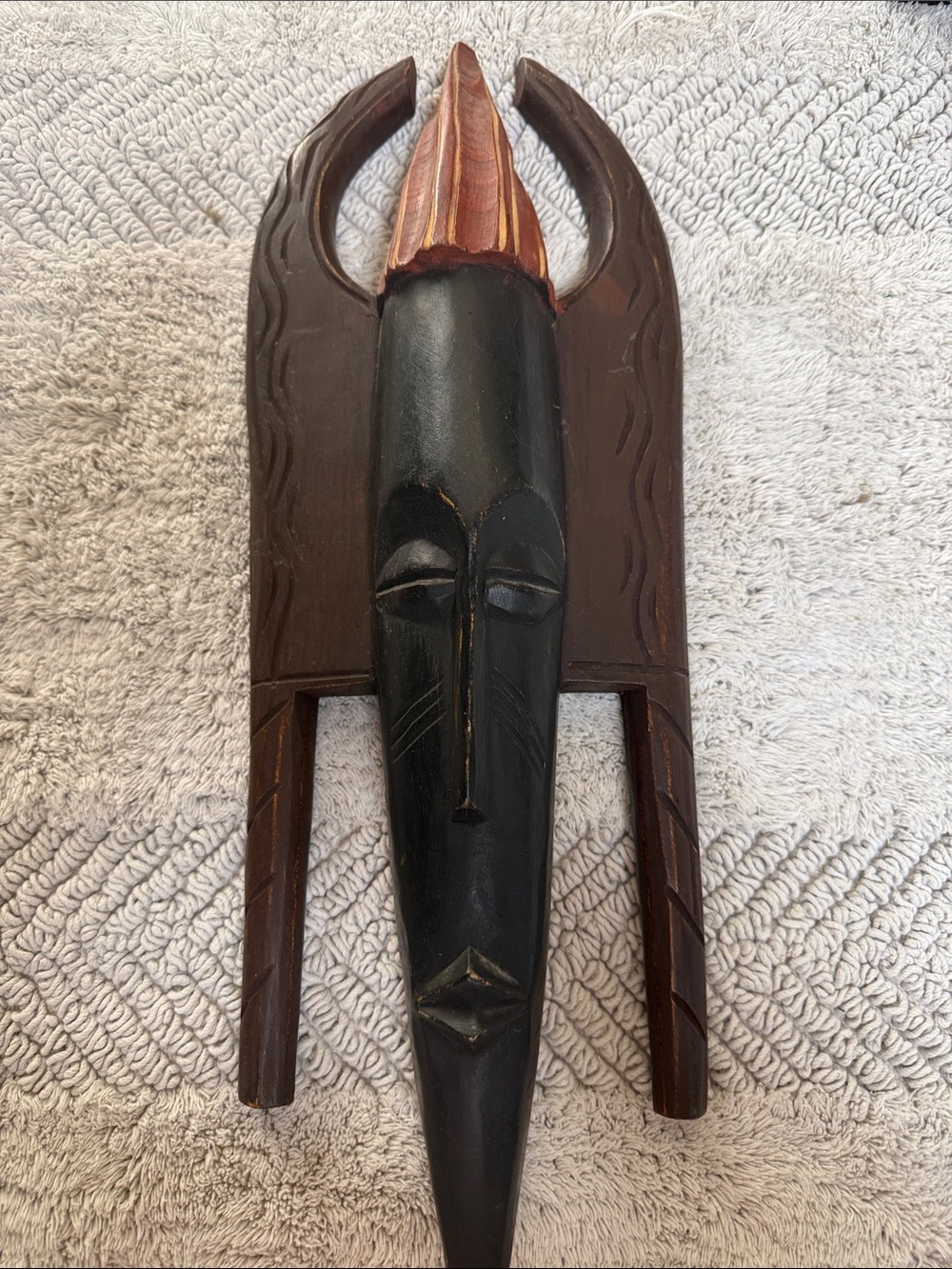 Hand Carved African Tribal Mask - Black and Brown